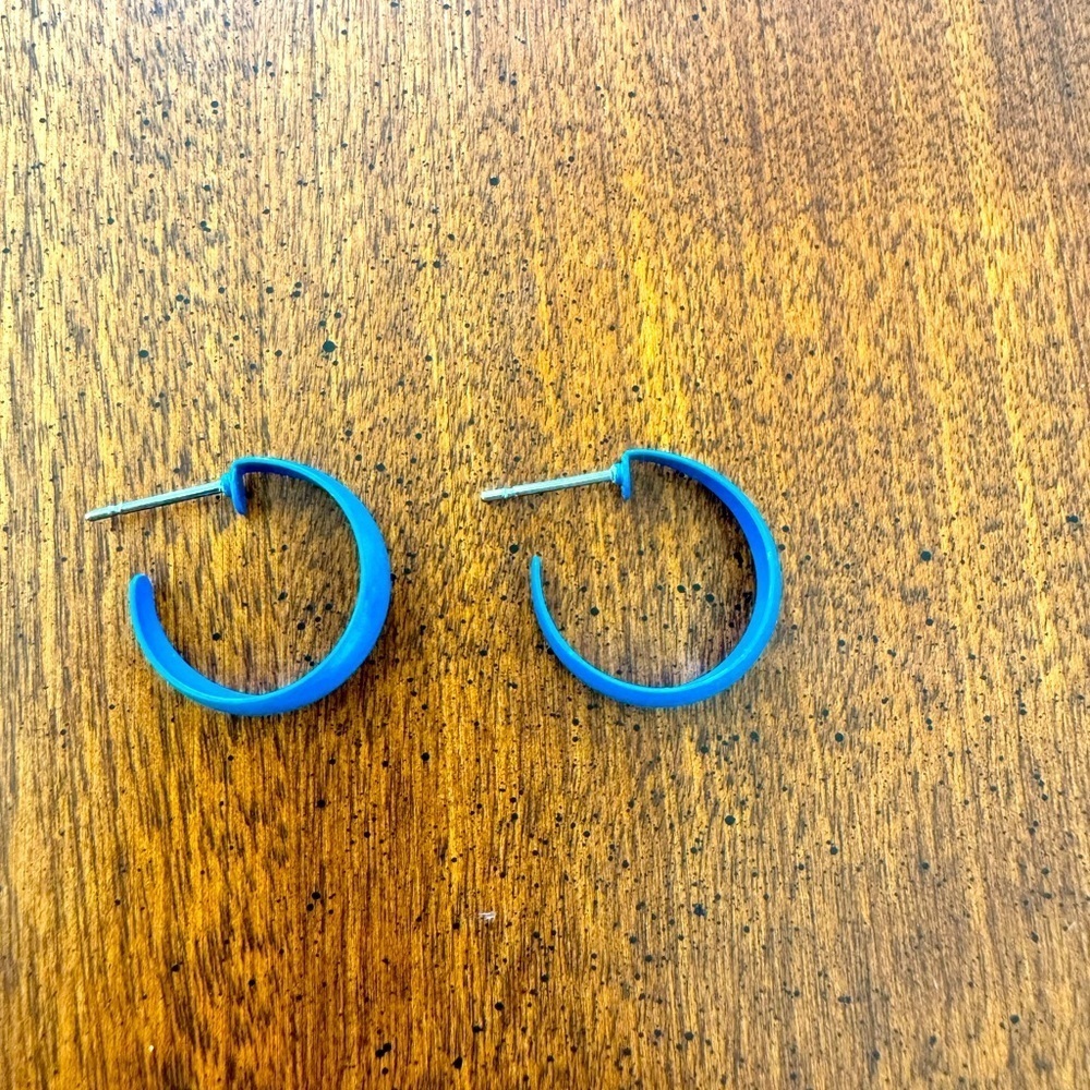 Blue half hoop earrings